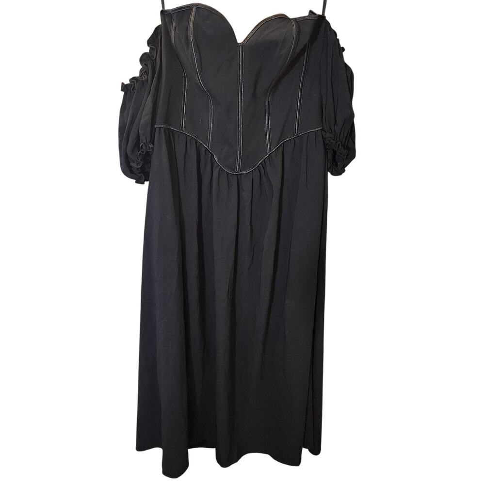 Scarlet Darkness Victorian Corset Maxi Dress Black Off Shoulder NWT Size 16